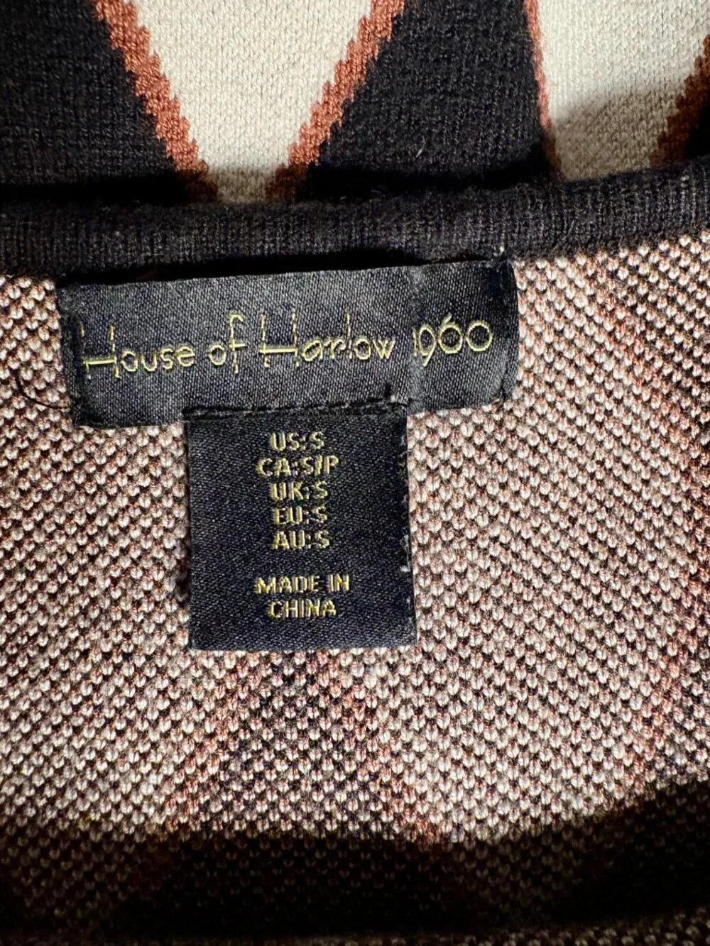 House of Harlow 1960 Black and Cream Geometric Knit Dress - Picture 5 of 6
